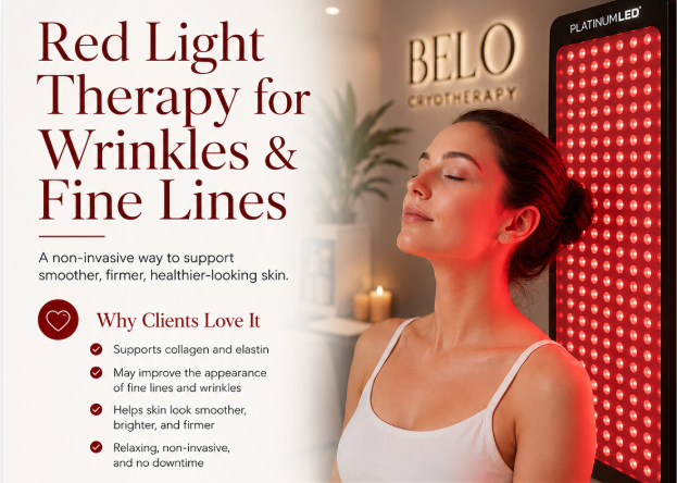 Red light therapy for wrinkles and fine lines at Bel0 Cryotherapy in East Hanover NJ